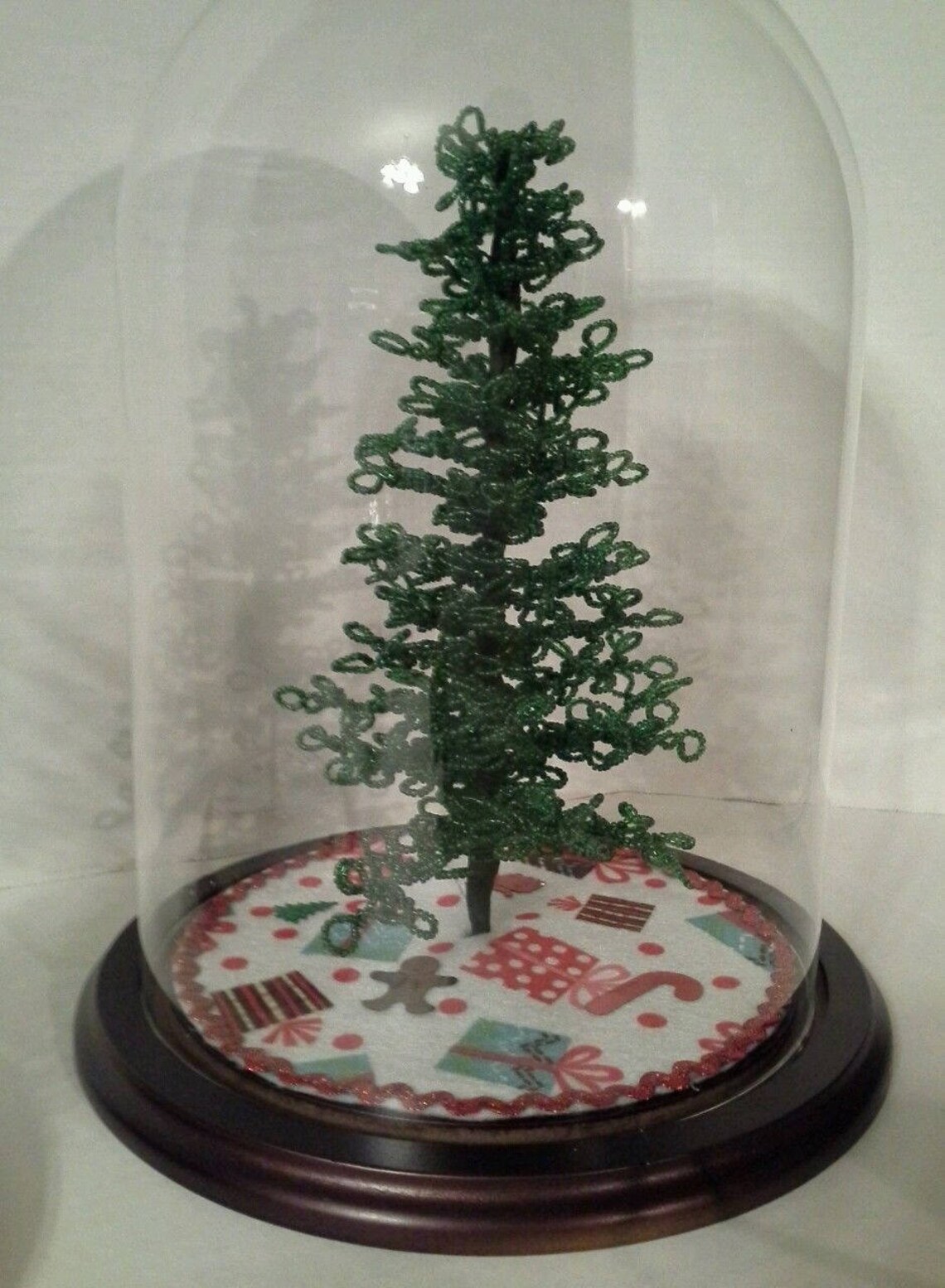 For Westrim Beaded Miniature Christmas Tree Glass Dome Etsy