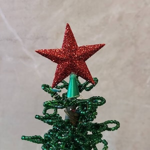 Star Tree Topper For Westrim, Beaded, Miniature Christmas / Dollhouse Tree RED Glitte Star Tree Topper 1 1/4&quot; Handmade (#20)