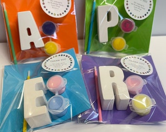 Initial Party Bags Favours - Individual Letters Craft Kit - Personalised Painting Set Party Pack - Kids Paint Gift Set  ~ Paint your Own