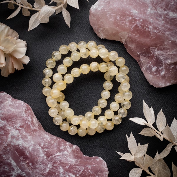 Natural Citrine Bracelet - 8mm Sunny Gemstone Beads, Wealth Attraction, Solar Plexus Chakra, Energising Jewellery