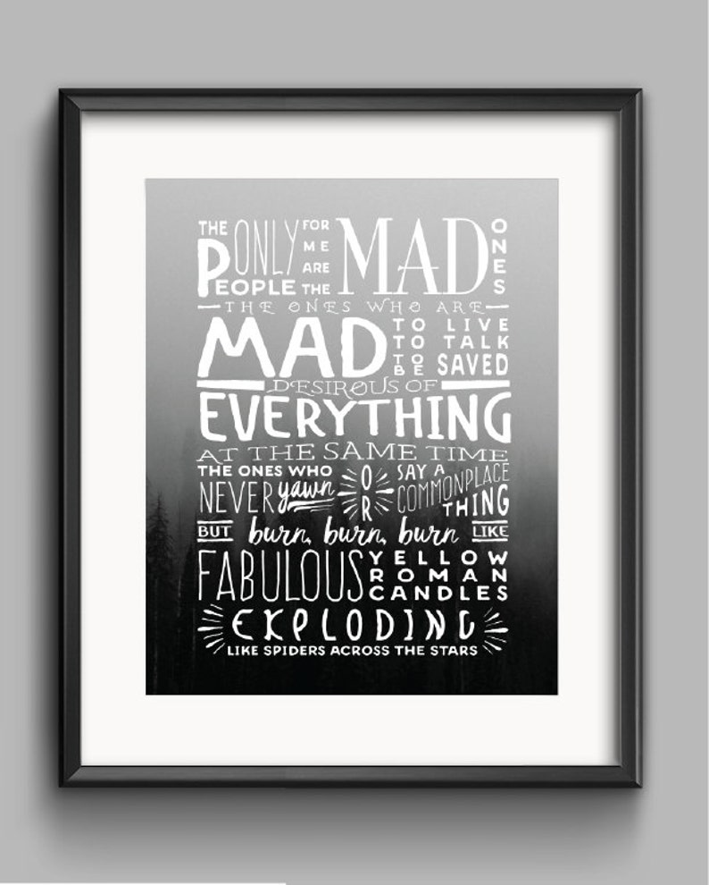 Quote Kerouac Printable The Mad Ones. Mad to Live. Mad to Talk. image 1