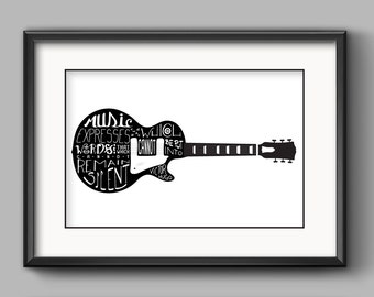 Guitar Printable - "Music expresses that which cannot be put into words and that which cannot remain silent."