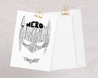 Dark Knight Father's Day Card - Thank You Greeting Card - Superhero-Inspired Design - Comic Book Fan Gift