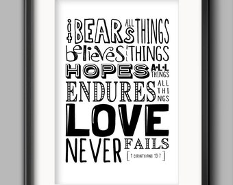 Love Printable - "Love Never Fails"