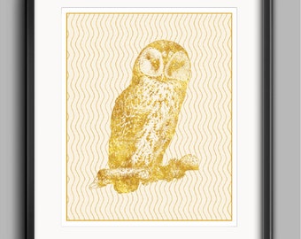 Owl Printable in Gold