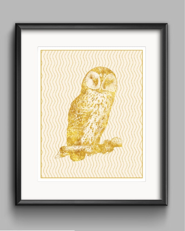 Owl Printable in Gold