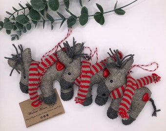 Lovely traditional Christmas hanging donkey decoration with a twist, christmas tree, traditional decoration, christmas eve box, gift.