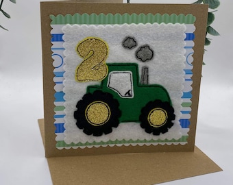 Personalised  tractor greeting card, Birthday card, christening, new baby, greetings card.