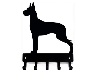 Great Dane Leash Hanger – Black Metal Dog Breed Key Holder