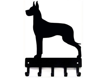 Great Dane Leash Hanger – Metal Dog Breed Key Rack, 5 Hooks