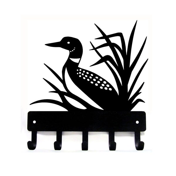 Detailed Loon - Water Fowl  (Lg) Wildlife Key Rack/ Leash Hanger/ Hooks -9 inch wide | Made in the USA