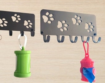 Walking Dog Paws Key Rack Hanger/ Leash hooks - Metal - Made in the USA
