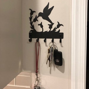 Hummingbird at Wildflower (Sm ) Wildlife Key Rack/ Leash Hanger/ Hooks - 6 inch wide -