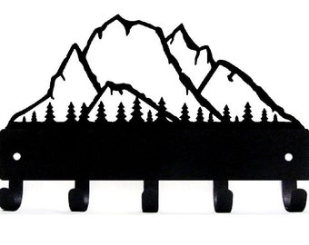 Mountain Landsape (Sm) Wildlife Key Rack/ Leash Hanger/ Hooks - 6 inch wide - Made in USA