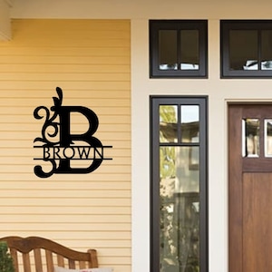 Metal Monogram Name Sign: Custom Plume Letter Wall Art, Made in USA