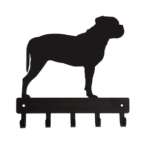 American Bulldog Dog Key Rack with 5 Hooks - 6 inch wide | Made in the USA