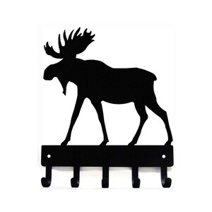 Moose Bull (Lg) Wildlife Leash Hanger/ Key Rack -9 inch wide -