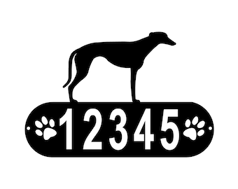 Greyhound Dog Paws Address House Number Sign - Made In USA