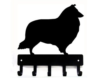 Sheltie Dog Leash Holder: Shetland Sheepdog Key Rack, 6-Inch Wide, Made in USA
