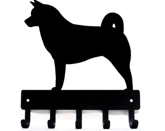Akita Dog (Lg) Leash Hanger/ Key Rack/ Hooks - 9 inch wide -  Made in USA