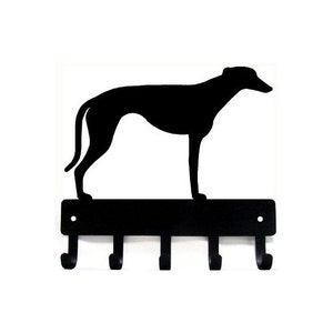 Greyhound (Lg) Dog Leash Hanger/ Key Rack/ Hooks - 9 inch wide - made in USA