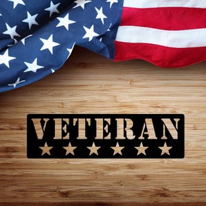 Veteran Stars Metal Wall Art: Patriotic Military Sign