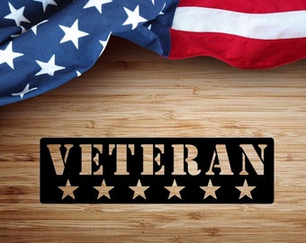 Veteran Stars Metal Wall Art: Patriotic Military Sign
