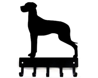Great Dane Leash Hanger – Steel Dog Breed Key Rack with 5 Hooks