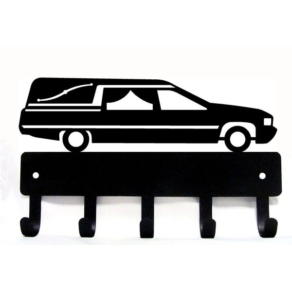 Hearse Funeral Vehicle  (Large) Key Rack/ Hooks - 9 inch wide - Made in the USA