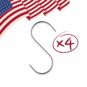 May include: Four silver S-shaped hooks, each with a rounded end. The hooks are isolated on a white background. The number "4" is circled in red.