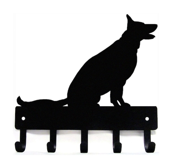 Small 6 inch German Shepherd Sitting Key Rack /& Dog Leash Hanger