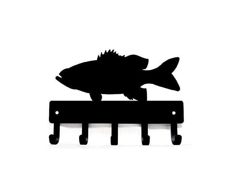 bass fish wall hooks Bass Fish (sm ) Wall Key Rack/ Leash Hanger/ Hooks - 6 Inch Wide