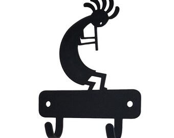 Mini Kokopelli Key Rack Hanger/ Leash hooks - Metal - 3.5 inches wide- Made in the USA