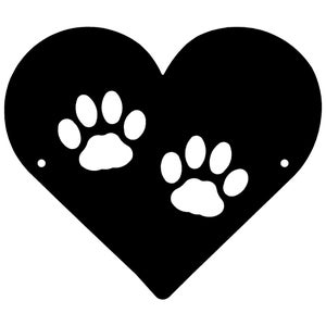 Heart with Paw Prints - Metal Art Sign - Made in the USA