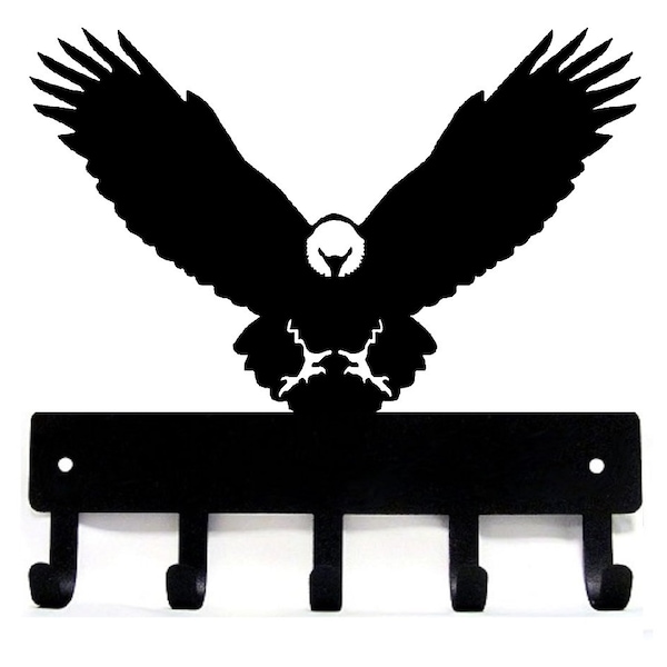 Eagle (sm) Key Rack Hanger - storage hooks - Metal - 6 inches wide - Made in the USA