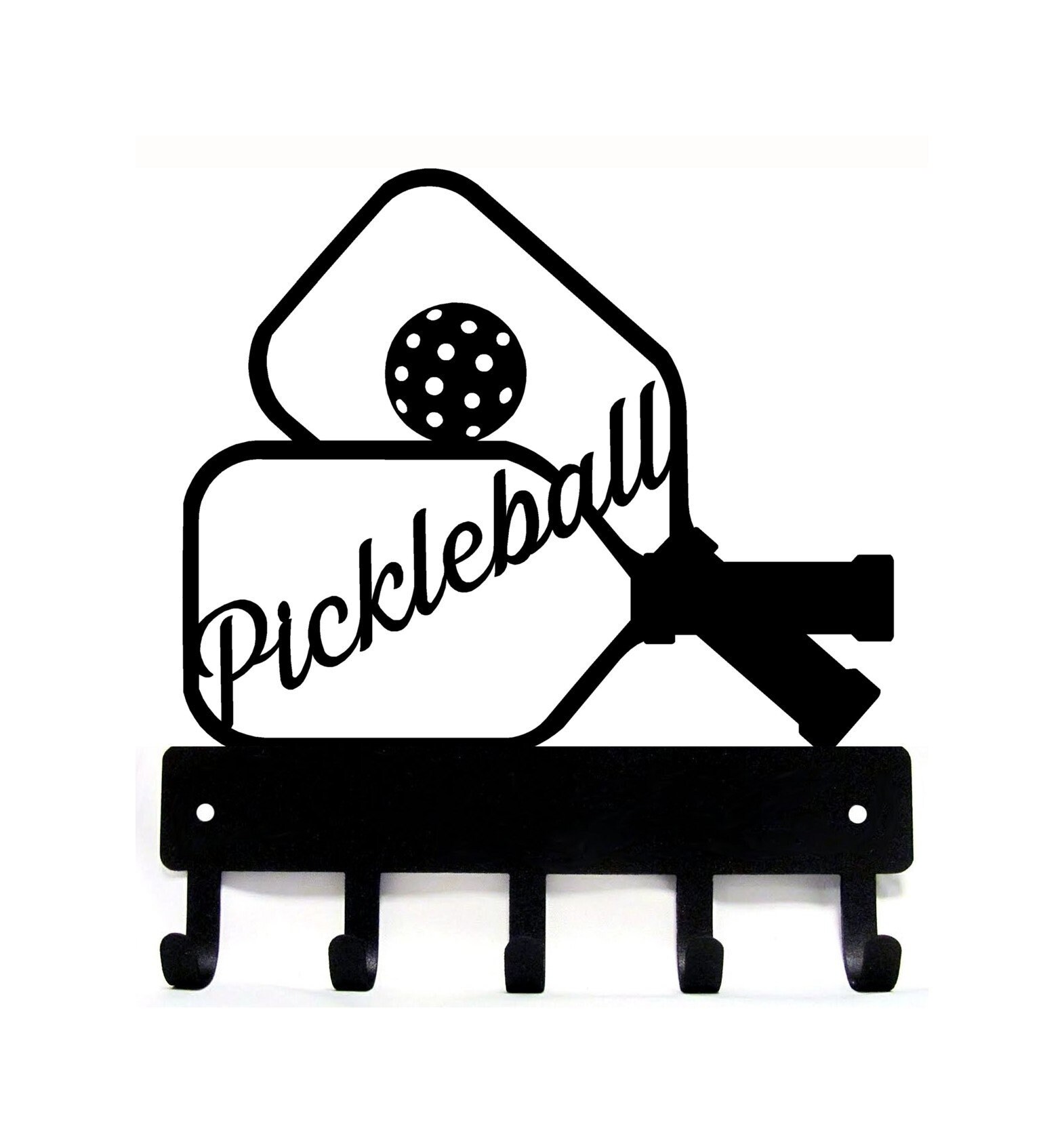 Pickleball Paddle Key Rack: Metal Sport Hanger, Made in USA 6 inches Wide