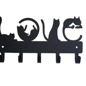 Love Cats (Sm) Key Rack/ Hooks - 6 inch wide -  Made in USA