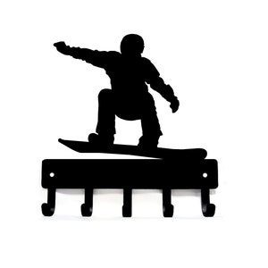 Snowboarder (Sm) Key Rack with 5 Hooks - 6 inch wide | Made in the USA