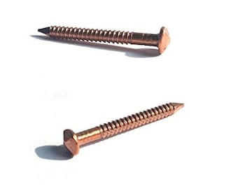 Solid Copper Decorative Nails - 12 Gauge, 1.25" Long Threaded Shank