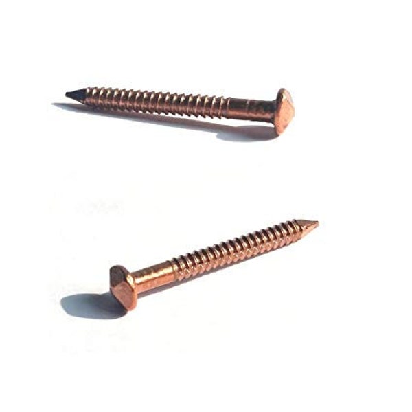 Solid Copper Decorative Nails - 12 Gauge, 1.25" Long Threaded Shank