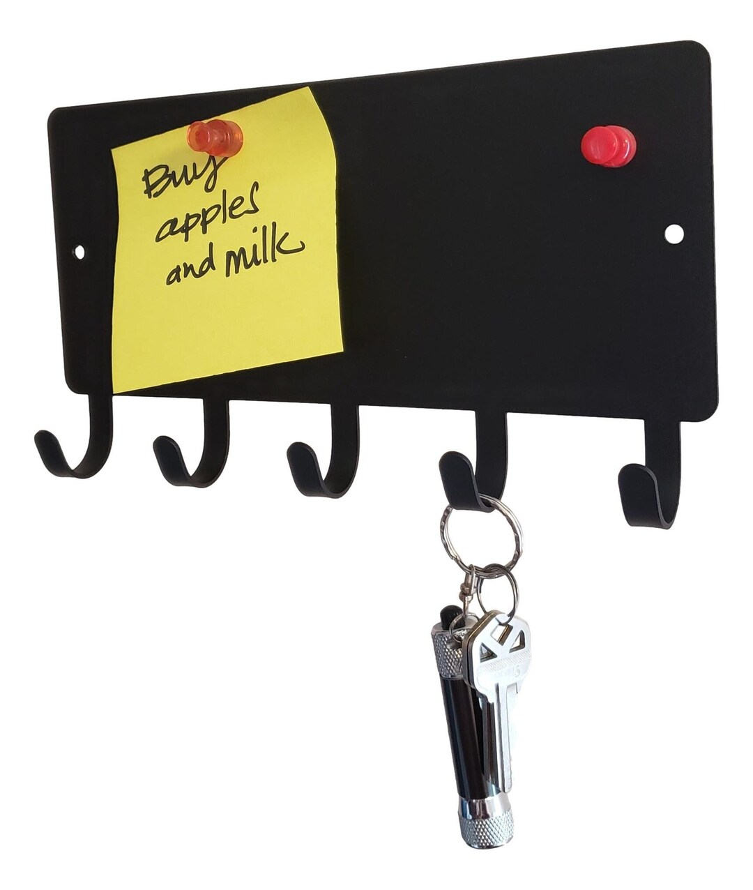 Plain Key Rack With 5 Hooks and Mini Memo Board - Etsy