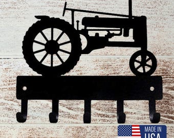 Tractor #39 Key Rack: Metal Storage Hooks, Made in USA, 9-Inch Wide