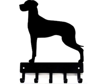 Great Dane Leash Hanger – Metal Dog Breed Key Rack with 5 Hooks
