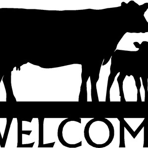 Cow and Calf Welcome Sign: Metal Farmhouse Decor (12 inches)