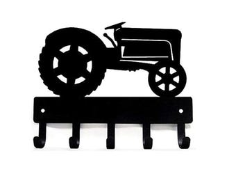 Tractor Key Rack: Metal Hanger with 5 Storage Hooks, 9-Inch Wide