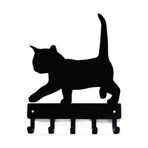 Cat #2 Kitten Key Rack/ Hooks -Small 6 inch wide -  Made in USA
