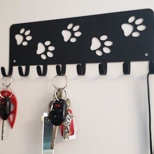 Walking Dog Paws (XL) Key Rack Hanger/ Leash hooks - Metal - 12 inches wide- Made in the USA