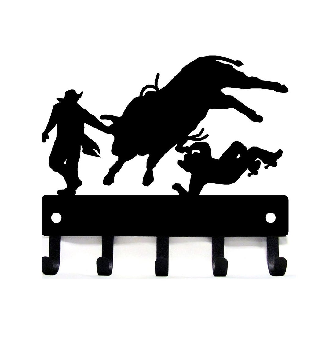 Rodeo Racks Rodeo Clowns Cowboy and Bull (SM) Western Rodeo Key Rack/ Hooks / Leash ...