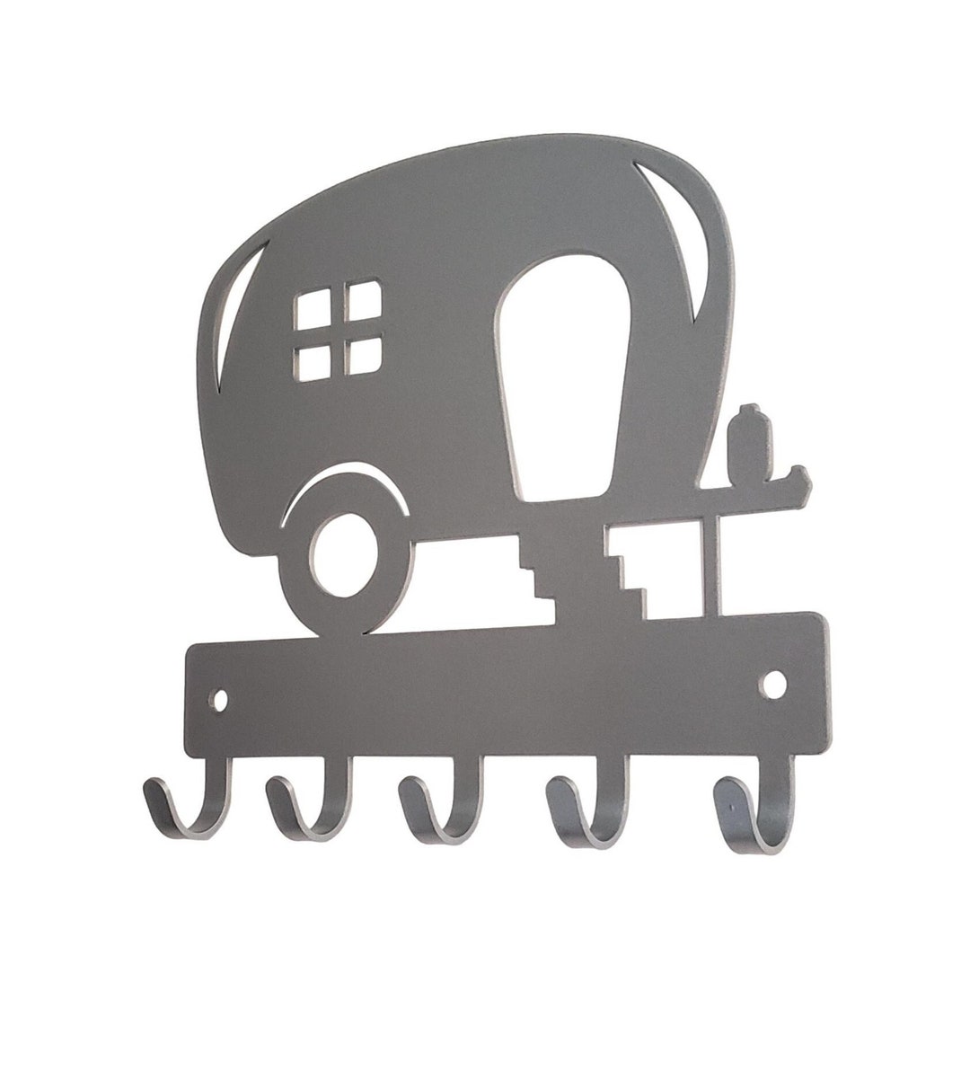 Silver Camper Trailer Key Holder: RV Decor With 5 Hooks Small 6 Inch ...