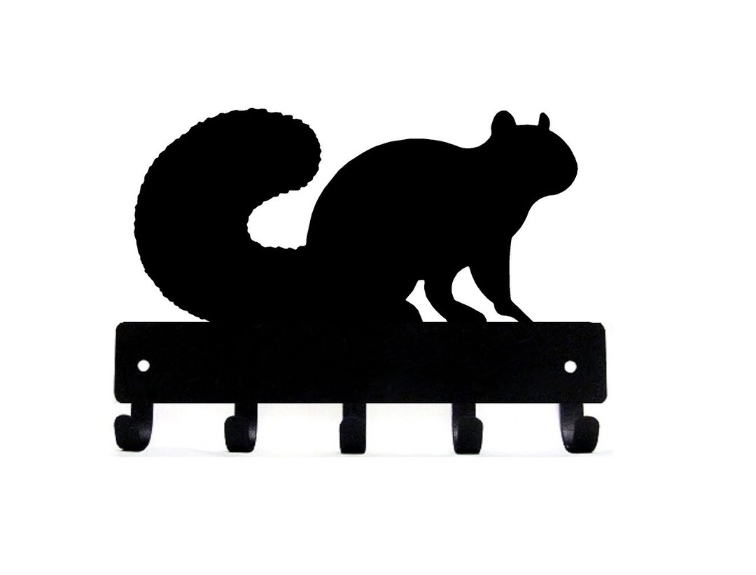 Squirrel Rack Squirrel Key Rack: Black Metal Wildlife Hanger With 5 Hooks, 6-inch ...